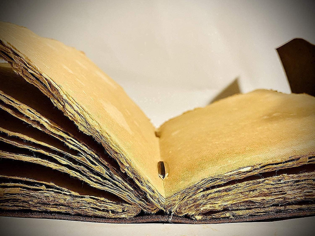 cuero 3 Moon Blue Lapiz Embossed Vintage Leather Journal | 240 Pages of Antique Handmade Deckle