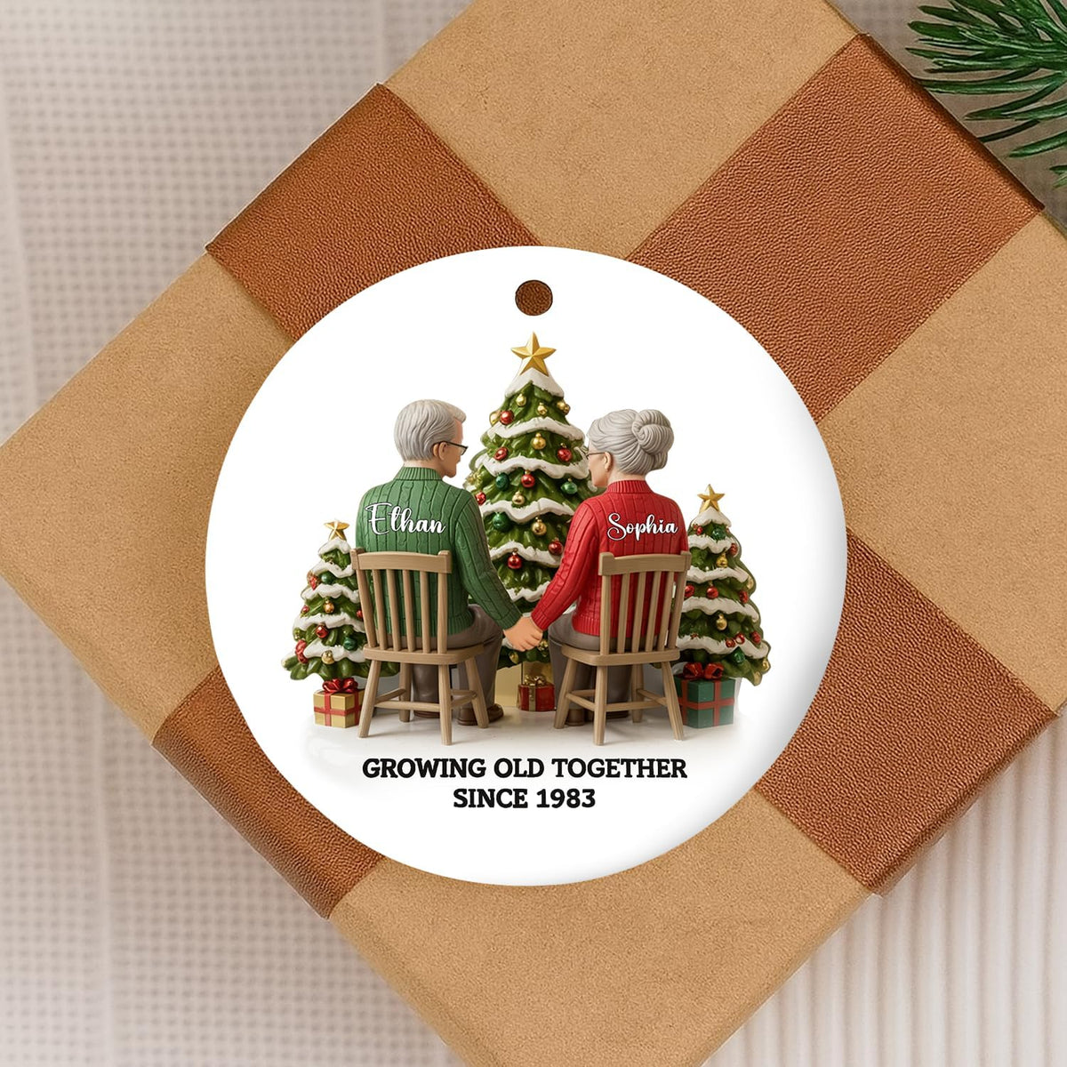 Love Signal Growing Old Together Christmas Ornament, Personalized Couple Ornaments for Christmas