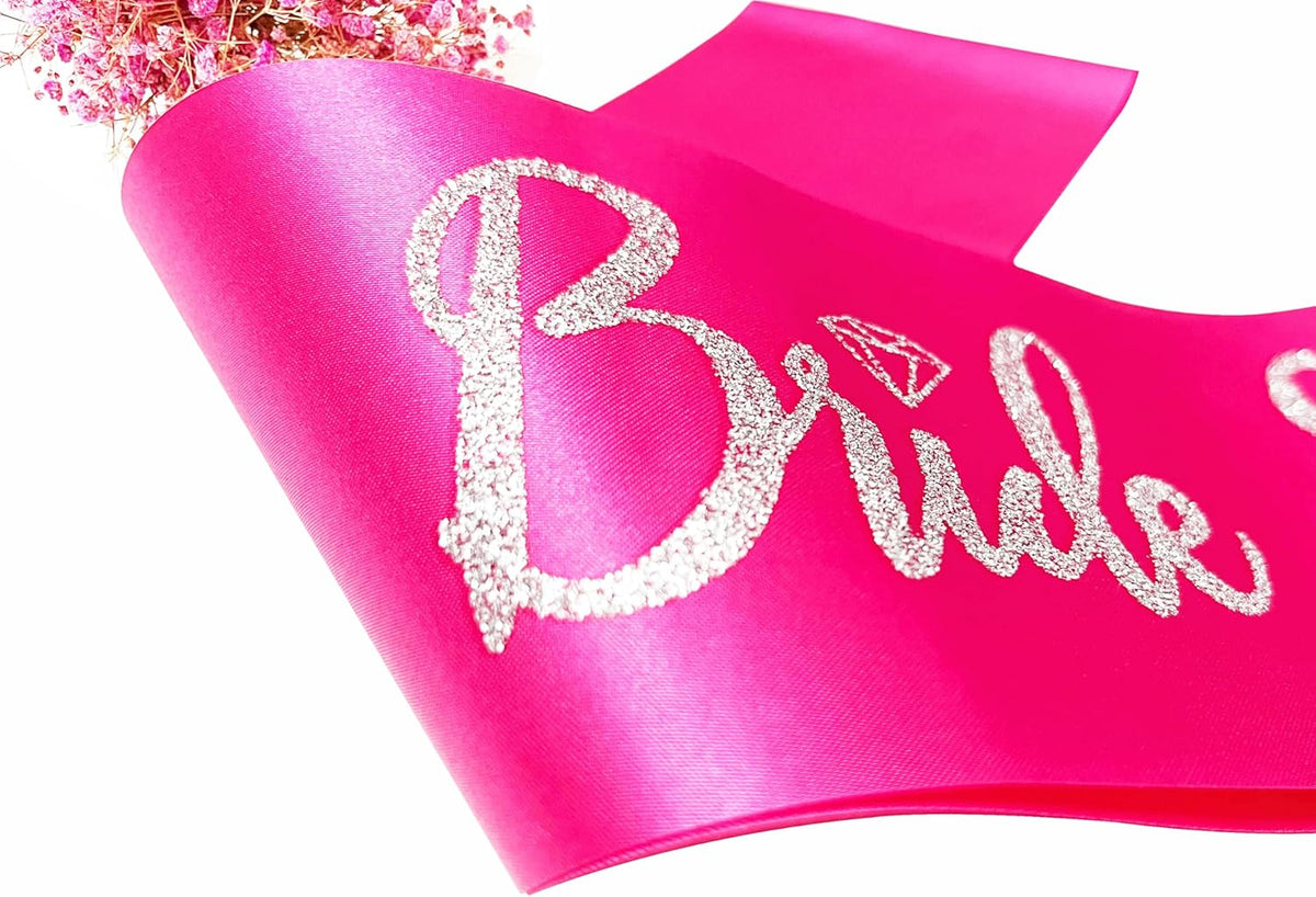 Bride Squad Sashes, 6 Pack Silver Glitter Bachelorette Party Sash for Bridal Shower Wedding Party