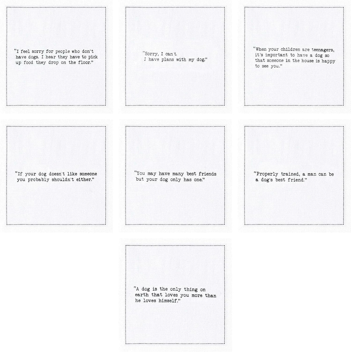 FIVE STAR NAPKINS Dog Quotes, White Cotton Cocktail Napkins, Beverage Napkins, Bar Napkins, Cloth