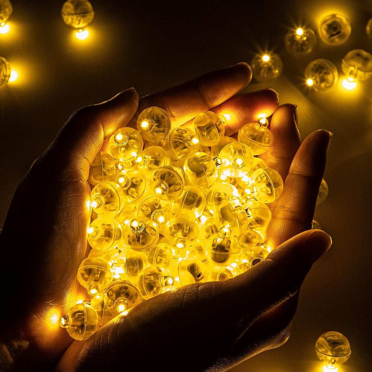 50pcs LED Yellow Balloon Light Mini Tiny LED Light, Small Round Led Ball Lamp for Paper Lantern