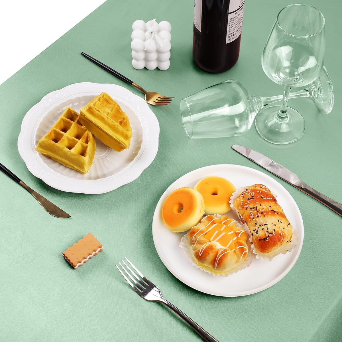 TURSTIN 1 Pack Sage Green Satin Tablecloth 102 x 58 Inch Overlay Satin Table Cover Rectangle Bright