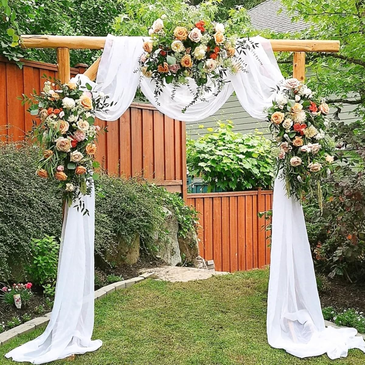 White Wedding Arch Draping Fabric 29" x 20 FT White Drapes for Backdrop Sheer Curtains Wedding