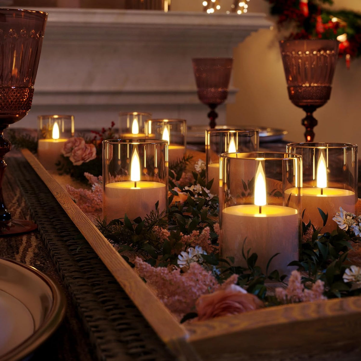 6Pack Flickering Flameless LED Candles with Remote & Timer, Battery Powered - Small Pillar &