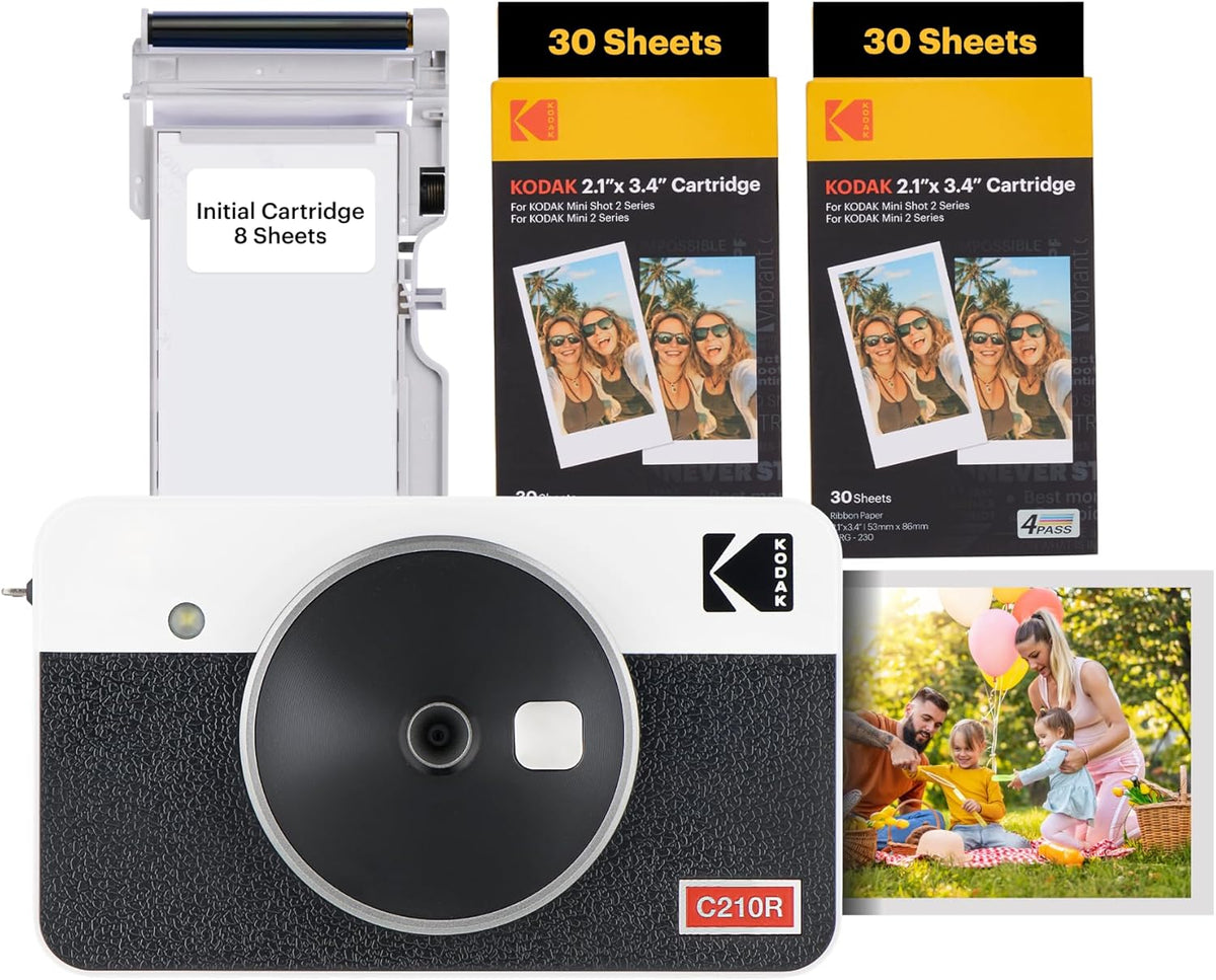 KODAK Mini Shot 2 Retro 4PASS 2-in-1 Instant Digital Camera and Photo Printer (2.1x3.4 inches)