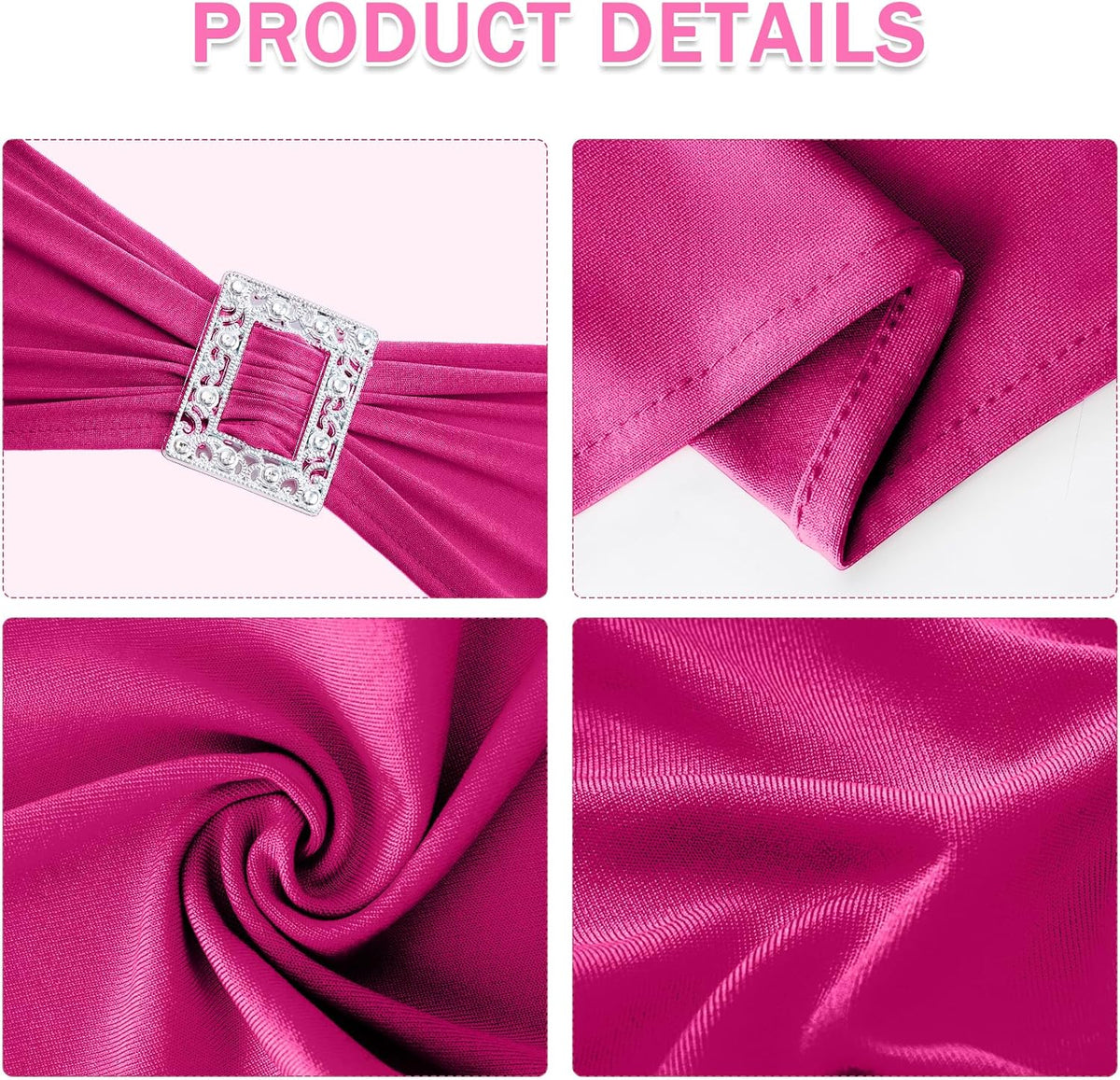 Joccun 120 PCS Spandex Chair Sashes Bows Stretch Chair Cover Band with Buckle Slider Universal