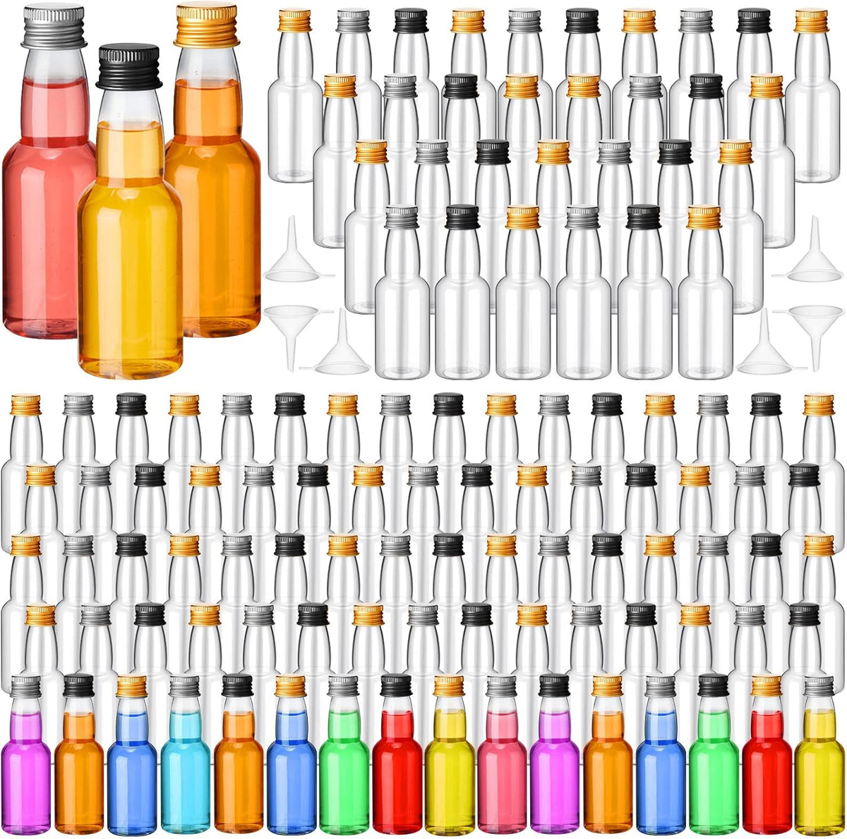 120 Pcs Mini Liquor Bottles Airtight Shot Miniature Empty Plastic Alcohol Spirit Shot Bottles with