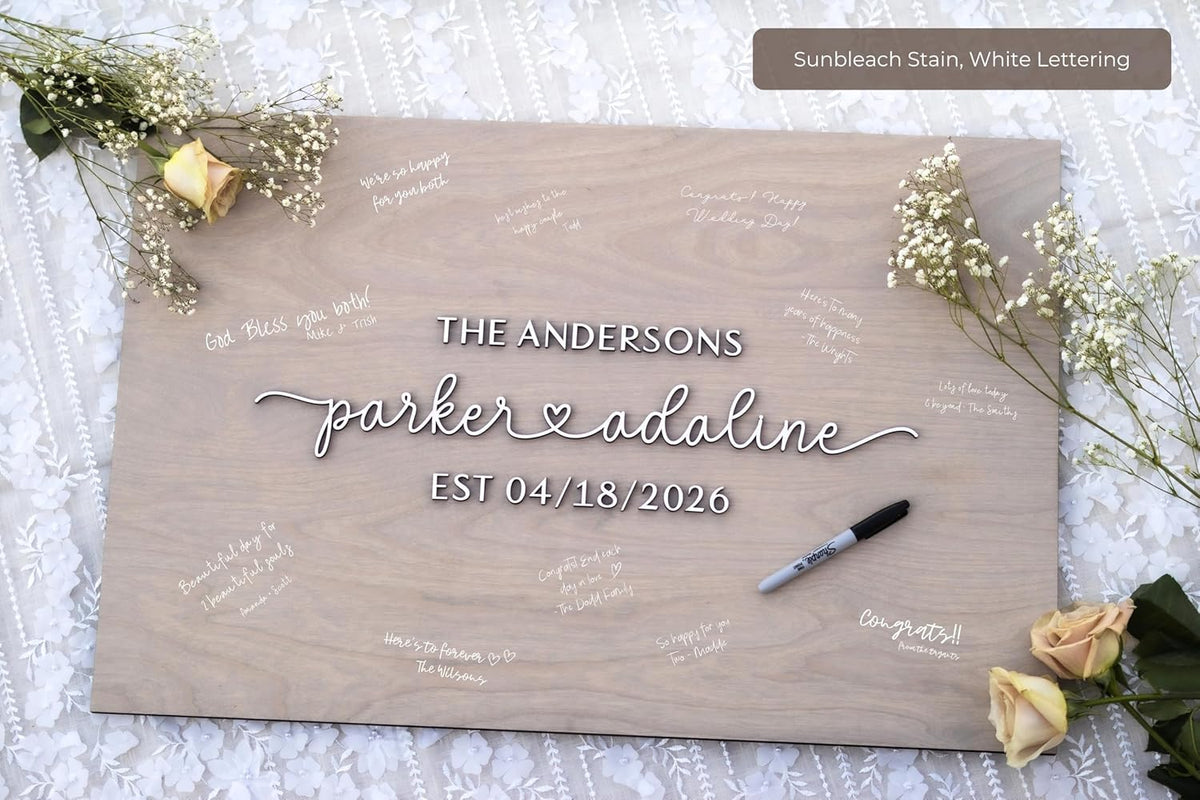 Personalized Last Name Guest Book, Unique Guest Book Sign, Custom Alternative Guest Book, Wooden