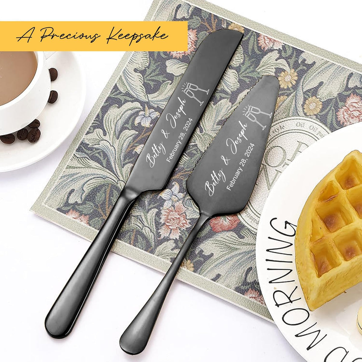 Personalized Wedding Cake Knife and Server Set Stainless Steel Forks Cake Cutter Server Engraved