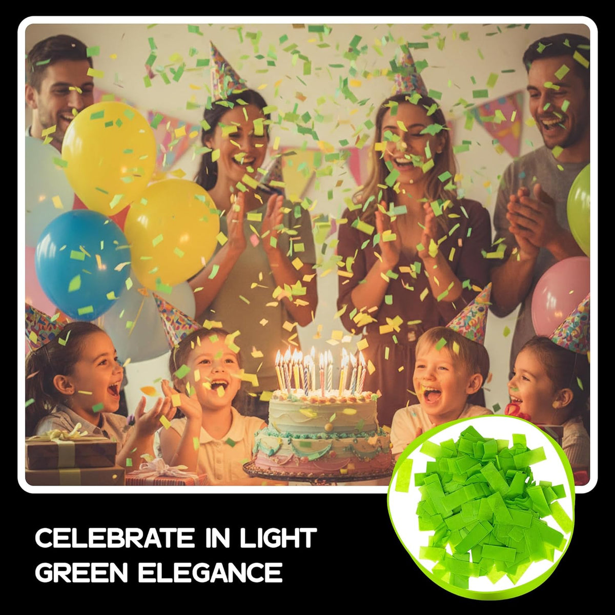Light Green Biodegradable Confetti - Rectangular Flame-Resistant Tissue Paper Confetti for Cannon