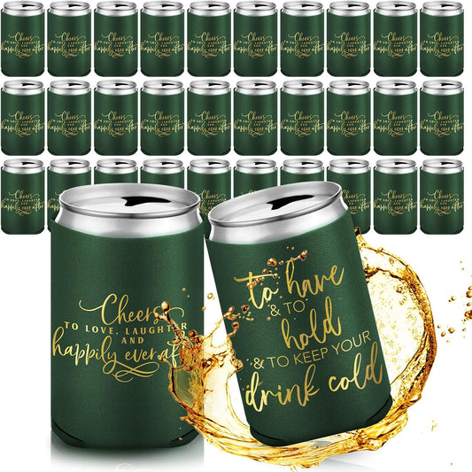50 Pieces Wedding Can Cooler Bulk Engagement Party Favors for Guests Cheers to Love Laughter and