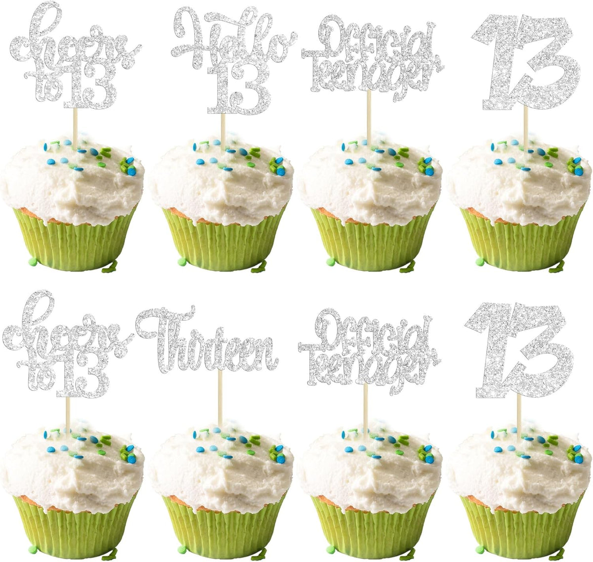 30Pcs 13th Birthday Cupcake Toppers Hello 13 Cupcake Picks Official Teenager Cheers to 13 Years Old