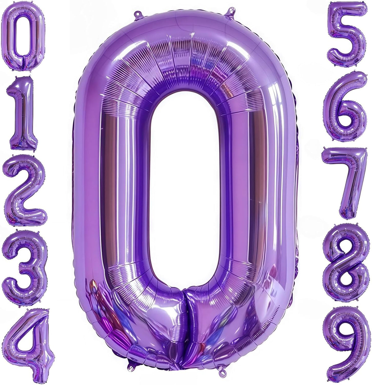 Purple 0 Balloon Number,40 Inch Number 0 Balloon Big Purple 0 Foil Mylar Helium Balloon for