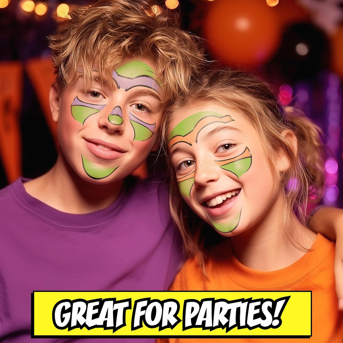 Teenage Mutant Ninja Turtles Costume Face Tattoos – Temporary Tattoo Set for Kids Featuring