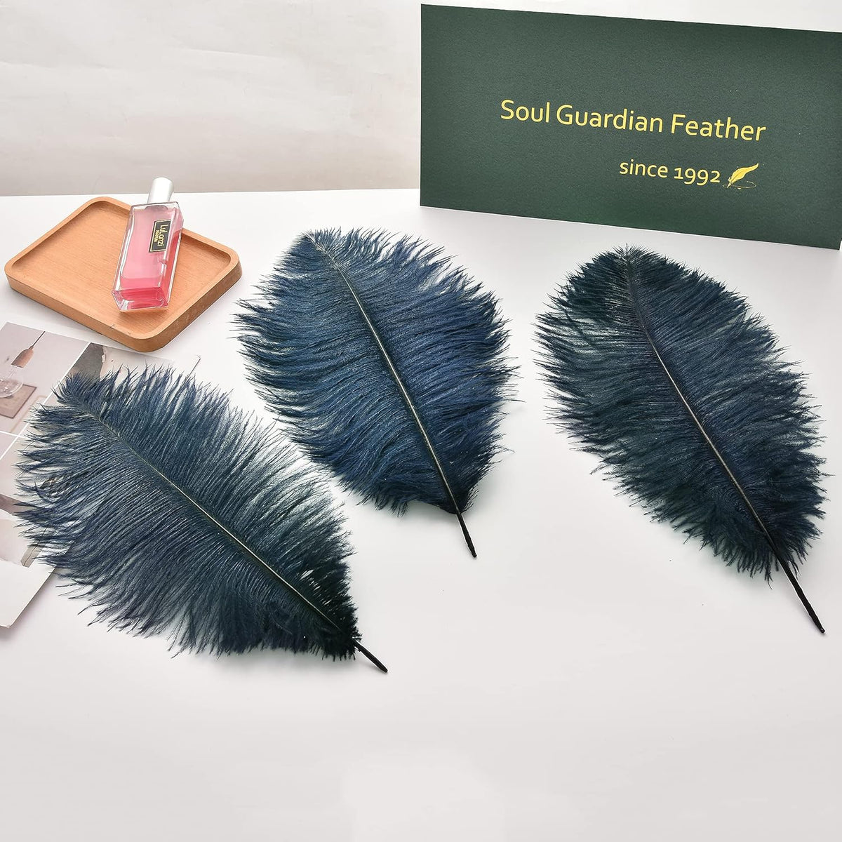 Ballinger Navy Blue Ostrich Feathers Plumes - 24pcs 8-10inch Craft Feathers for Wedding Party