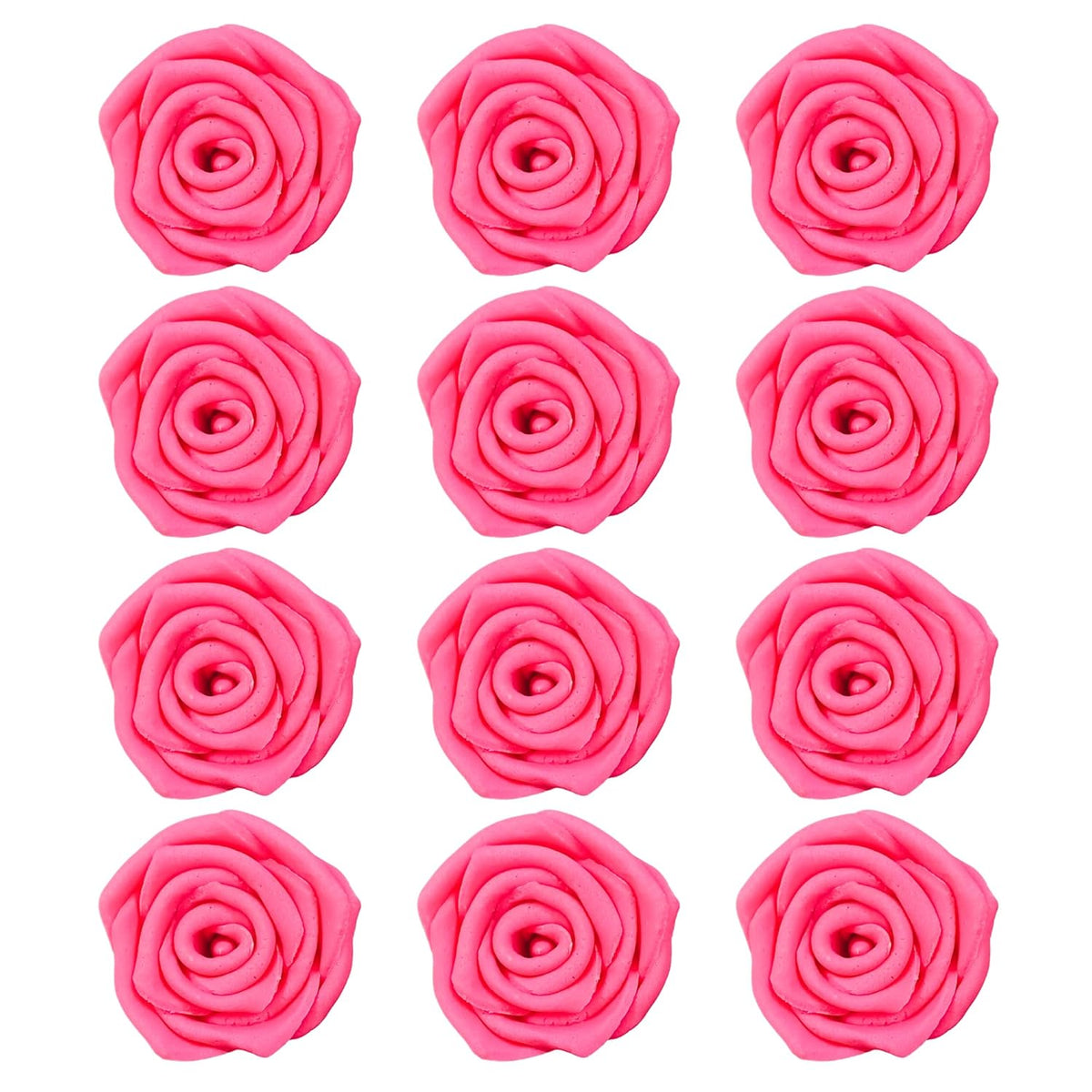 Confect Hot Pink Edible Roses – 12 Pack for Cake & Cupcake Decorating – Vegan, Gluten-Free Floral