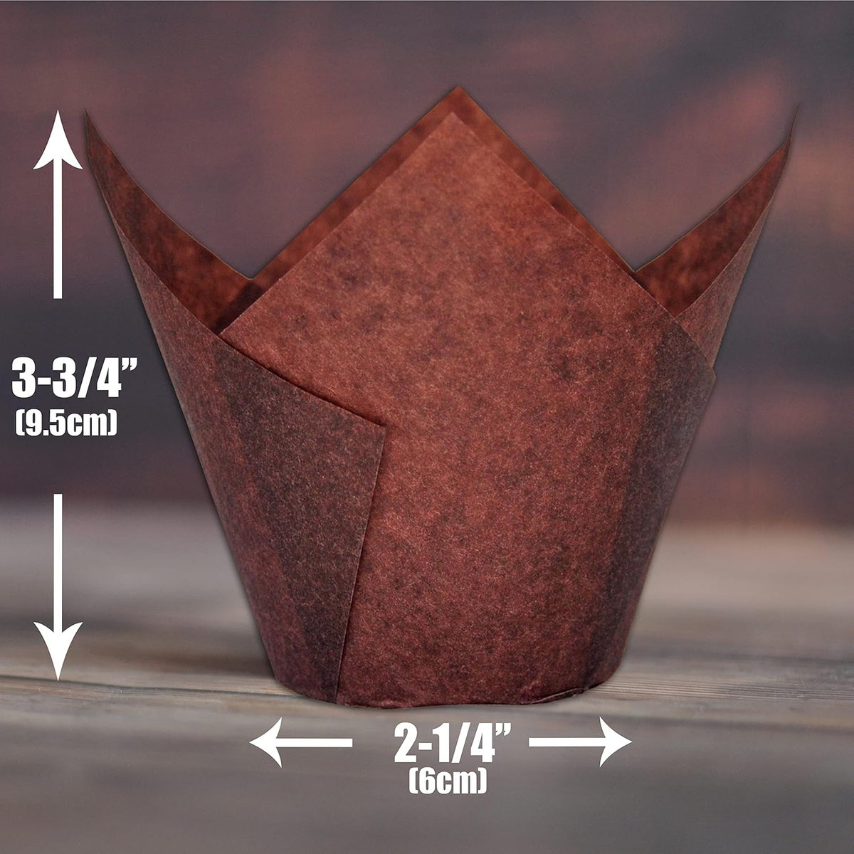 (Jumbo Extra Large size) Brown+White Tulip Baking Cups 2-1/4"(Base diameter) x 3-3/4"(Wall height)