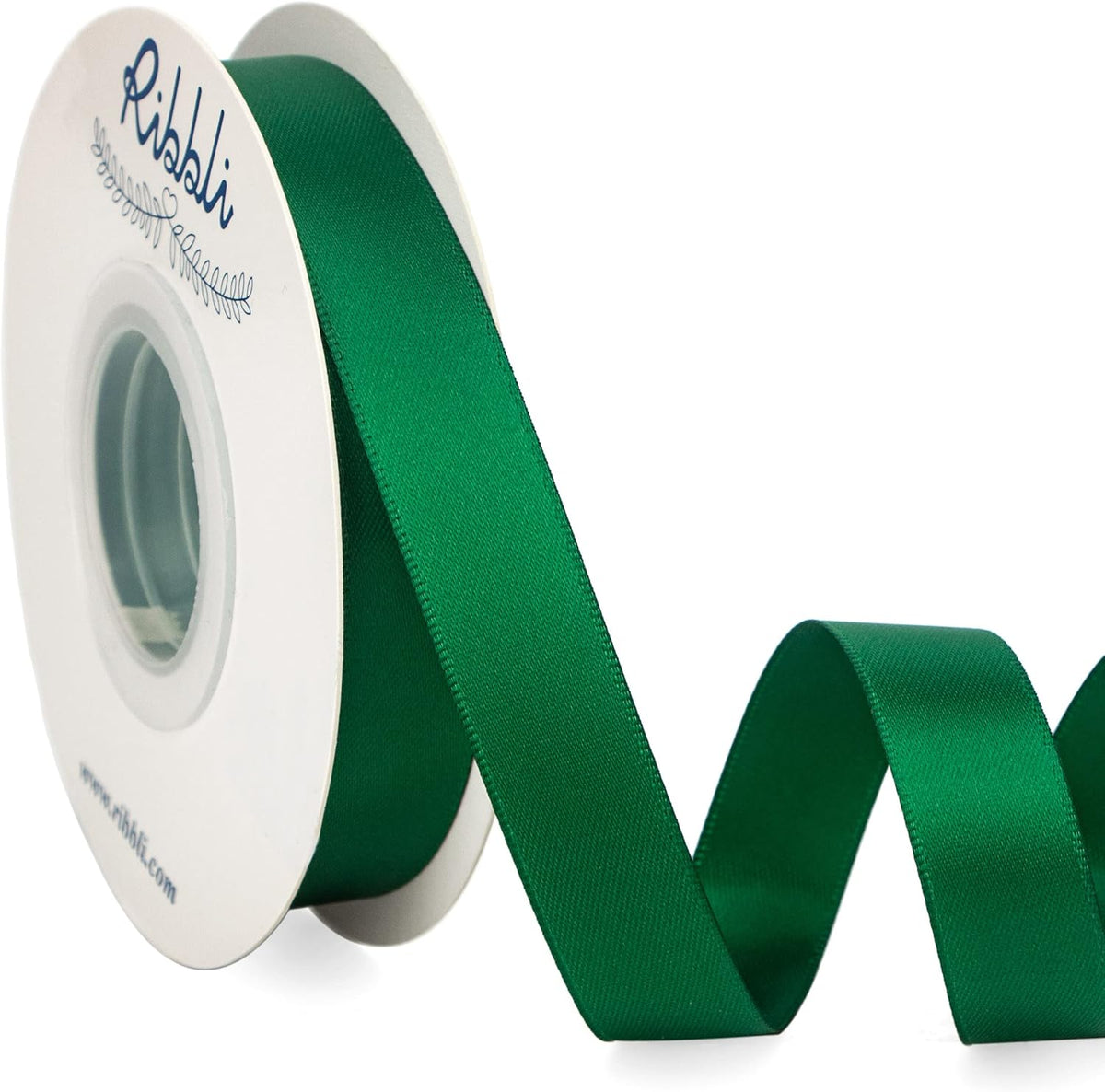 Ribbli Forest Green Satin Ribbon 5/8 inch x Continuous 25 Yards,Double Faced Satin Use for Craft