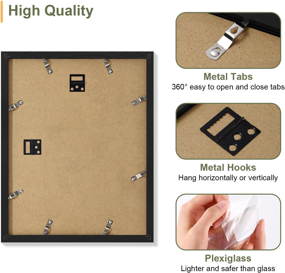 Vittanly 11x14 Collage Picture Frame, Displays 5Pcs 4x6 Pictures with Mat, Picture Frames Collage