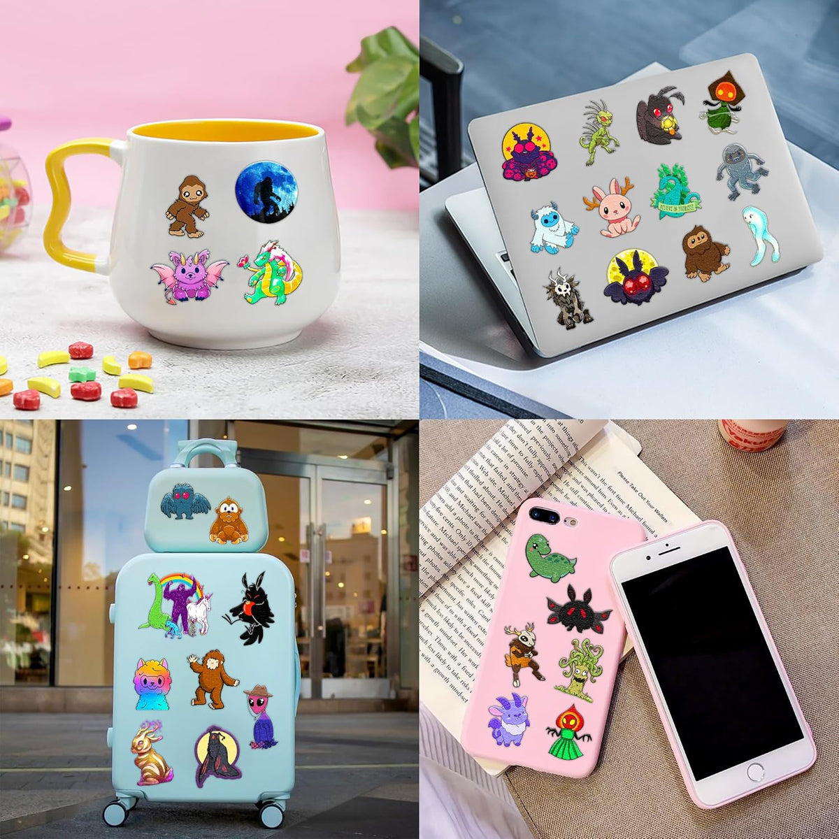 96PCS Cute Cryptid Temporary Tattoos Themed Halloween Birthday Party Decorations Supplies Favors