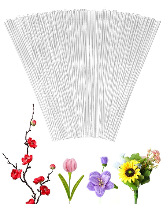 50 PCS FIVEIZERO 16 Gauge White Floral Wire Stems for Artificial Flower Making,Florist Wire,Flower