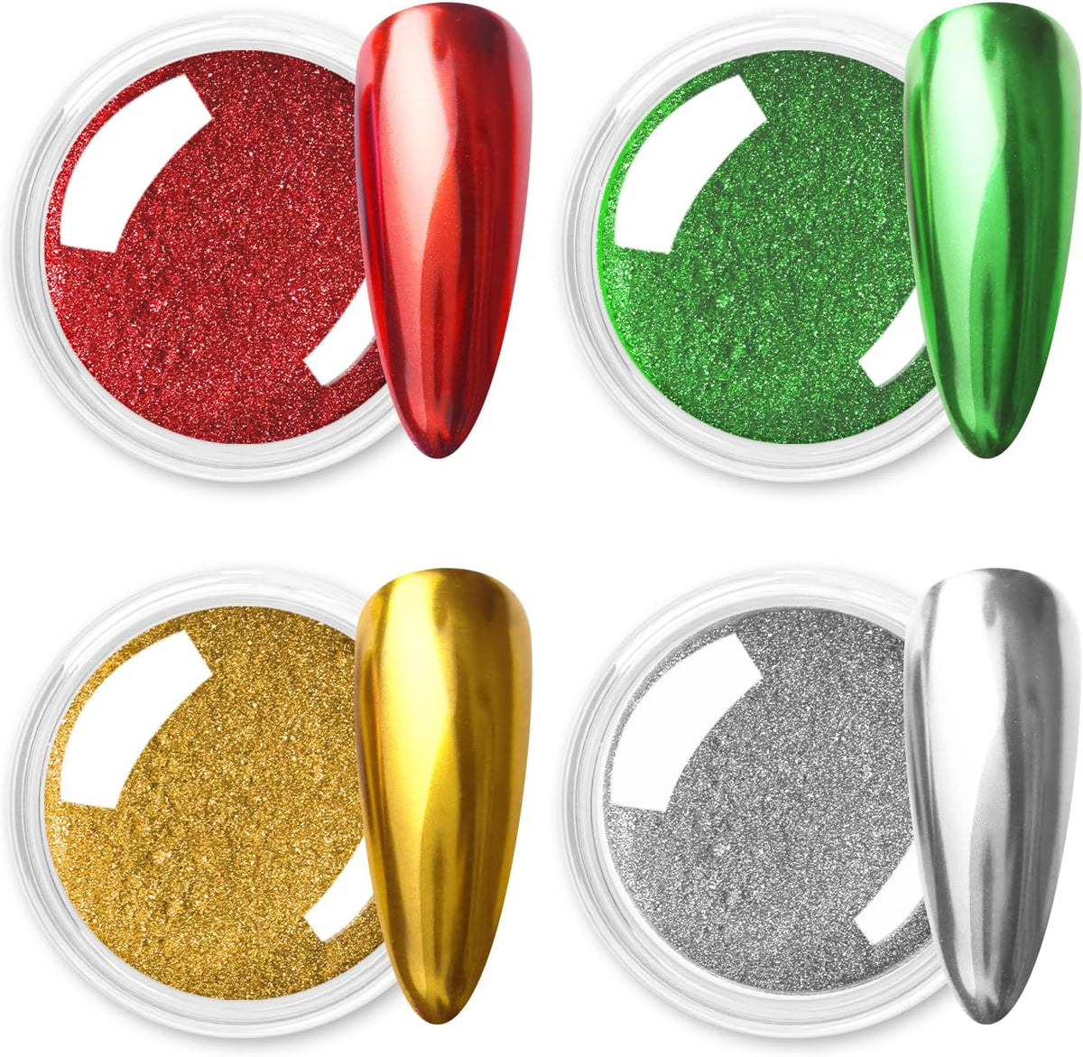 Allstarry Chrome Nail Powder 4 Colors Metallic Mirror Effect Pigment Chrome Iridescent Nail Glitter