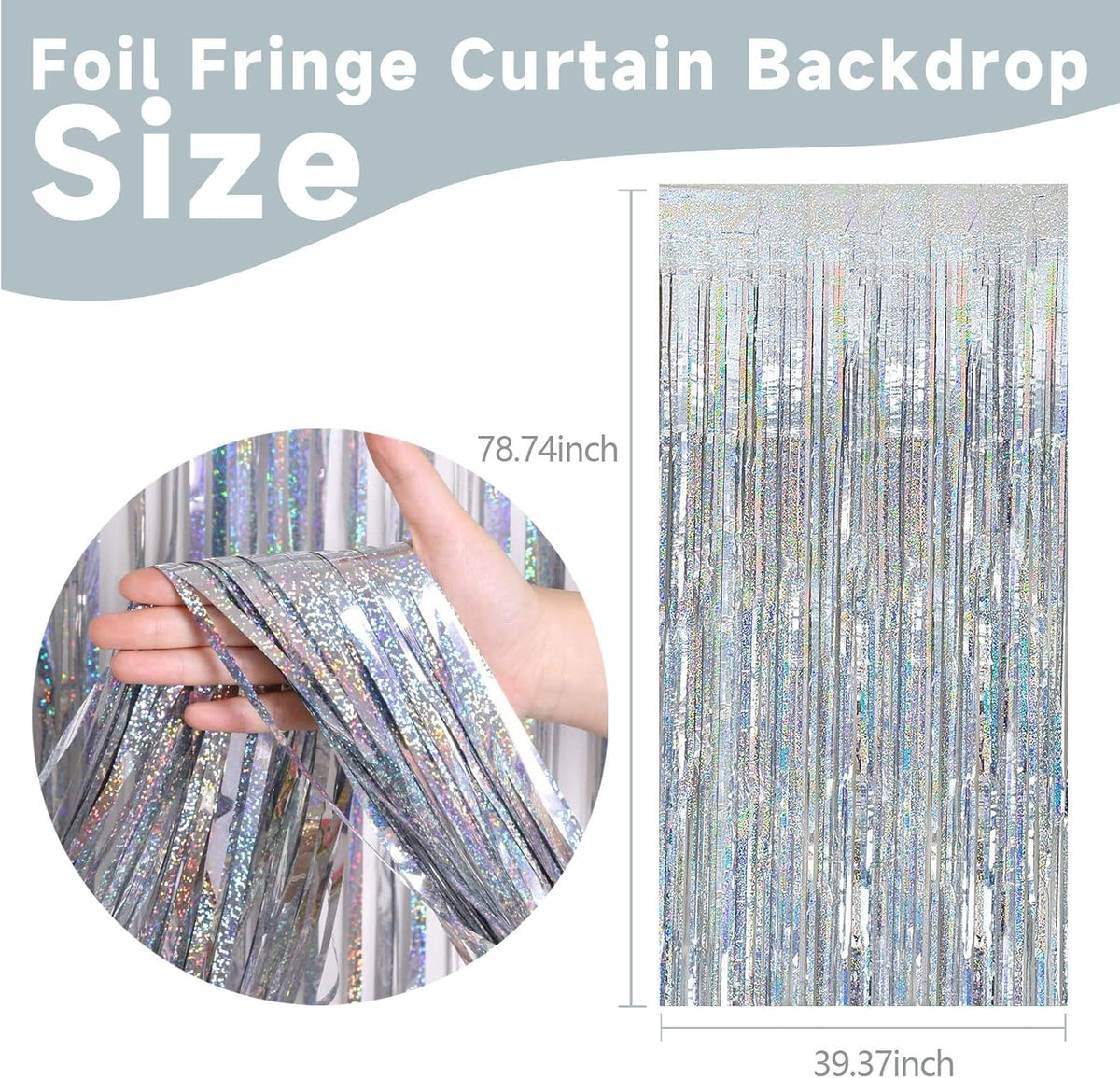 5 Pack Silver Glitter Streamers Party Decorations Tinsel Foil Fringe Curtains Christmas Birthday