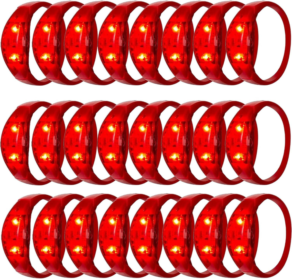 100 Pcs LED Bracelets Sound Activated with Flashing LED Strobe Music Control Light Up Bracelets for
