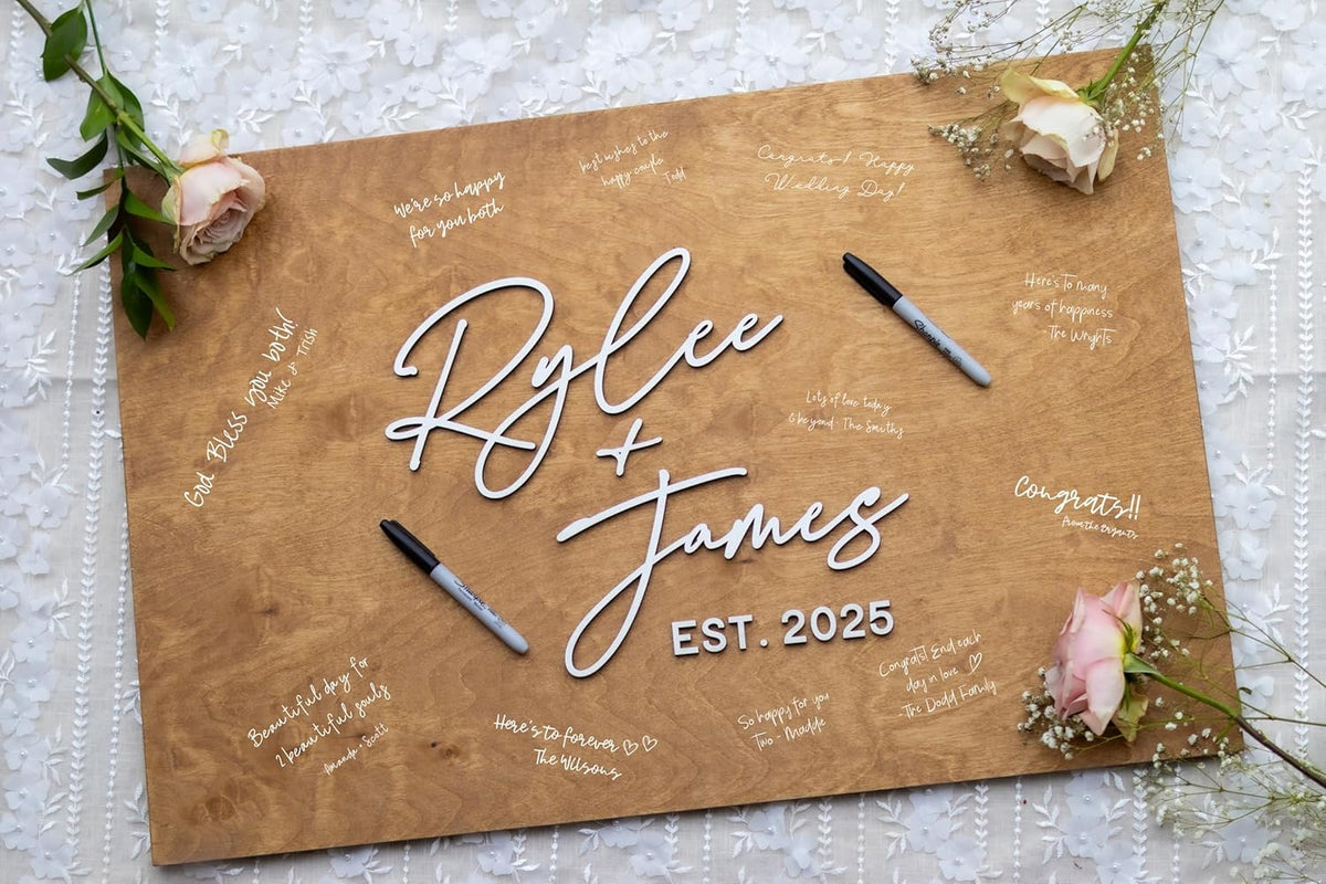 Personalized Last Name Guest Book, Unique Guest Book Sign, Custom Alternative Guest Book, Wooden