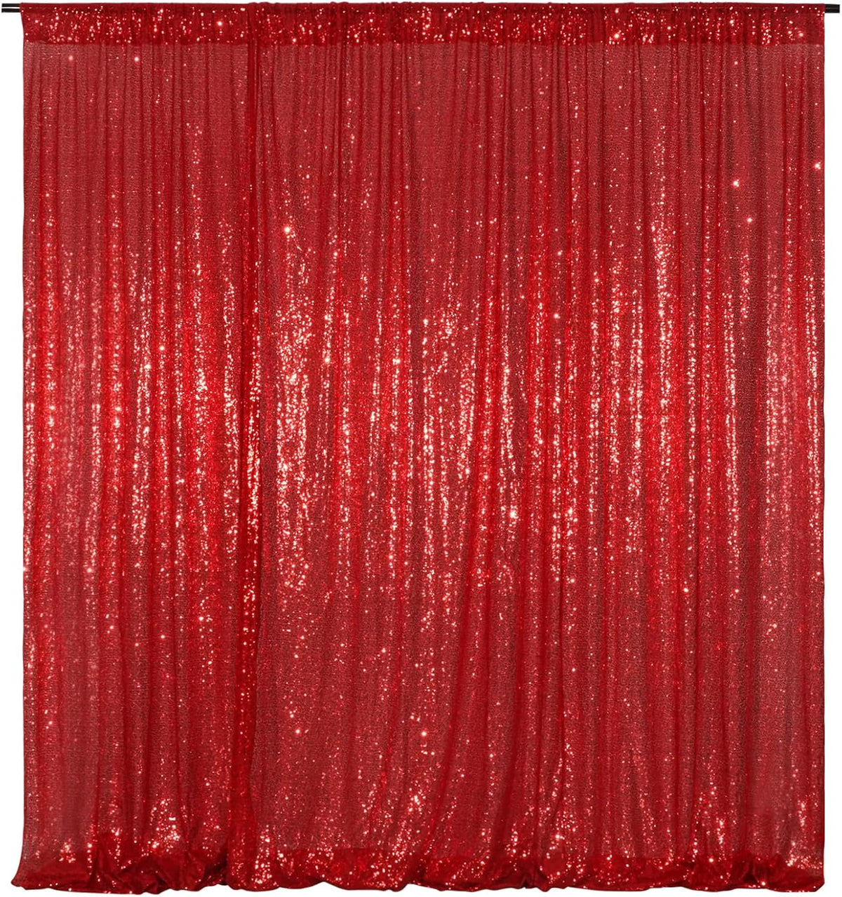 Poise3EHome Red Sequin Backdrop,8FT x 10FT Sequin Photography Backdrop Curtain for Party