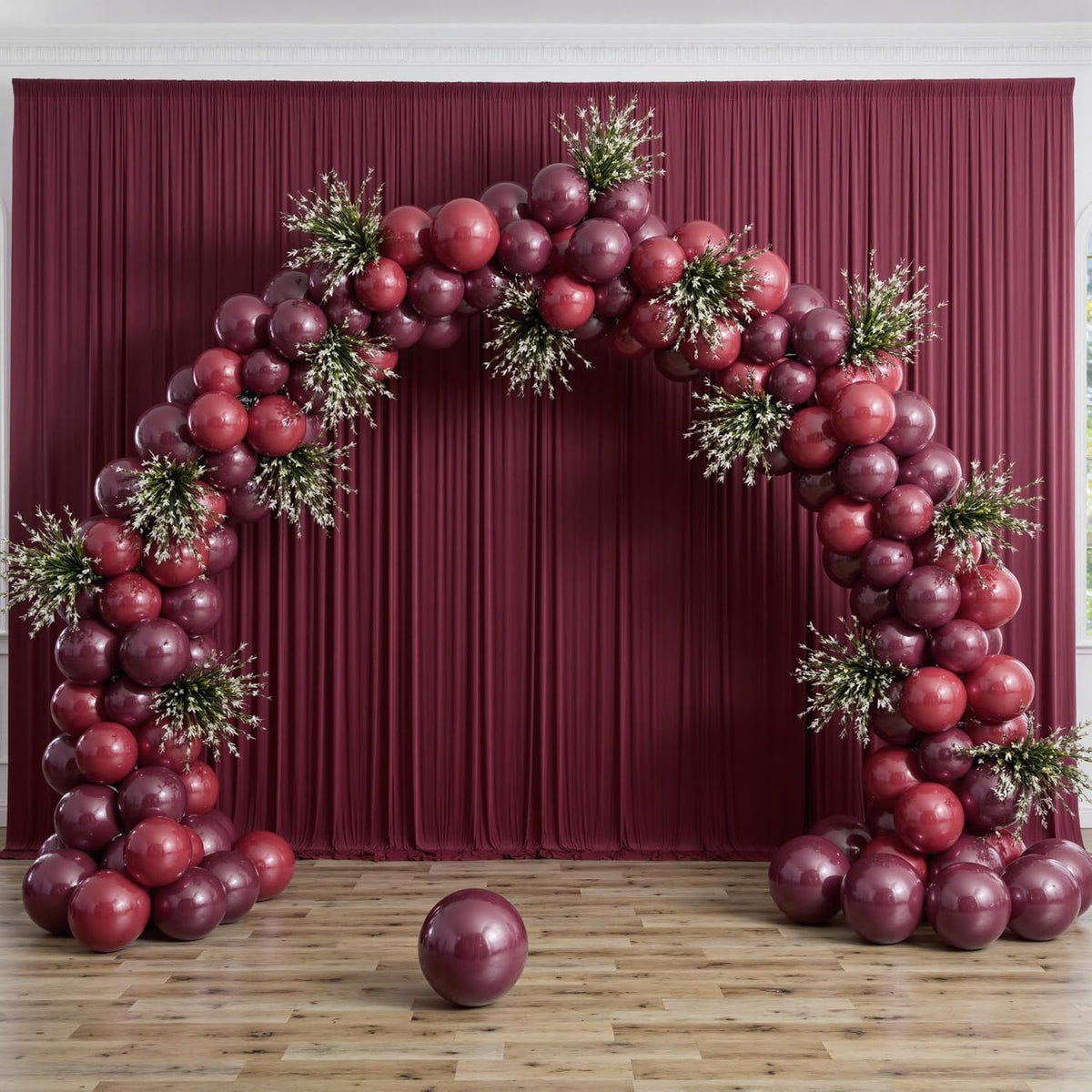 30 ft x 10 ft Wrinkle Free Maroon Backdrop Curtain for Parties, Polyester Burgundy Photo Backdrop