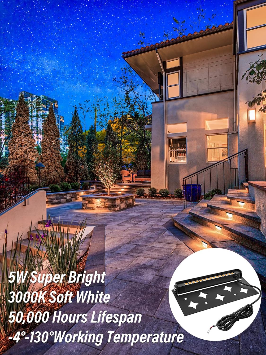 5W Retaining Wall Lights 7 inch LED Hardscape Lighting Low Voltage Landscape Paver Lights 12V 24V