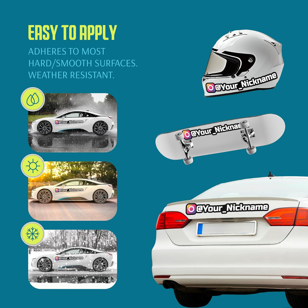 Custom Social Media Vinyl Lettering - Personalized Decals Name Username Logo for Cars, Cups