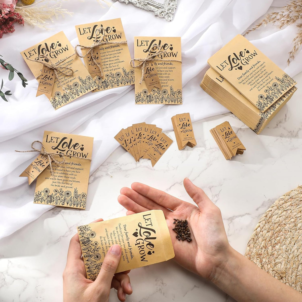 100 Sets Let Love Grow Wedding Favors for Guests Wedding Thank You Gifts Bulk Include Flower Seed