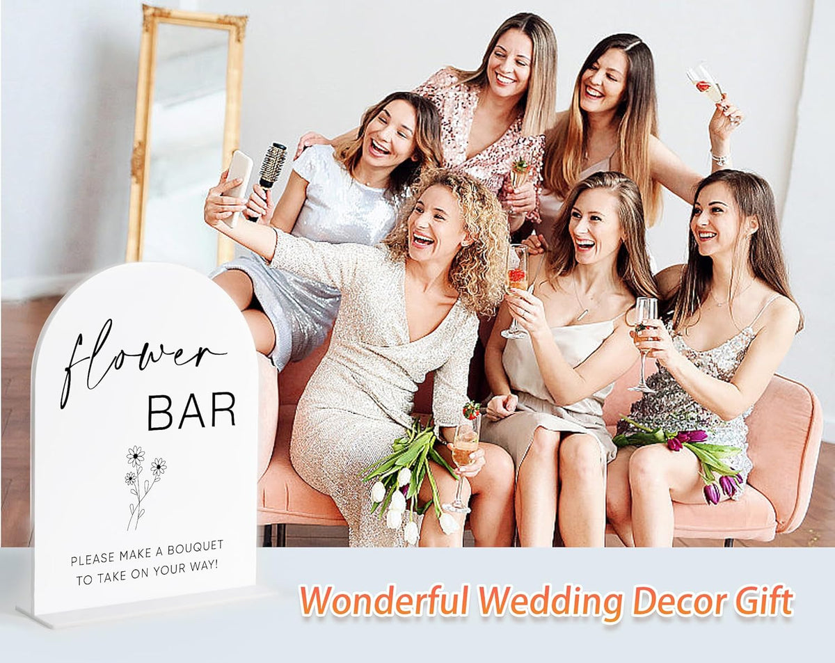 Flower Bar Sign, White Arch Acrylic Wedding Sign, Flower Bar Supplies, Wedding Reception