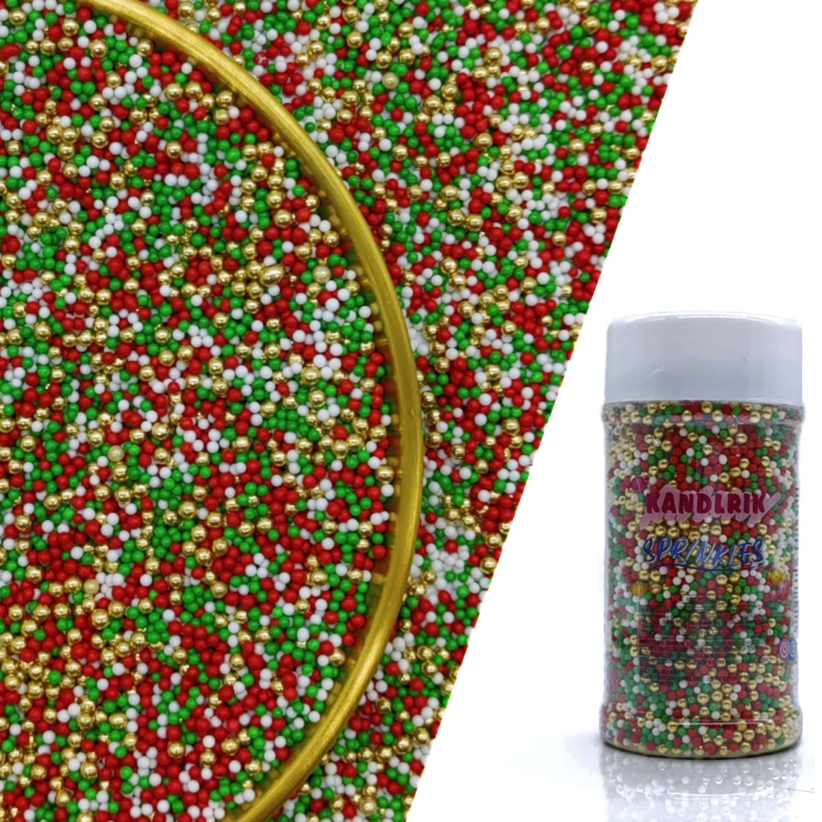 Edible Red & Green & White & Super Gold Sprinkles Candy 2mm Mini Pearls Cake Decorations Cupcake