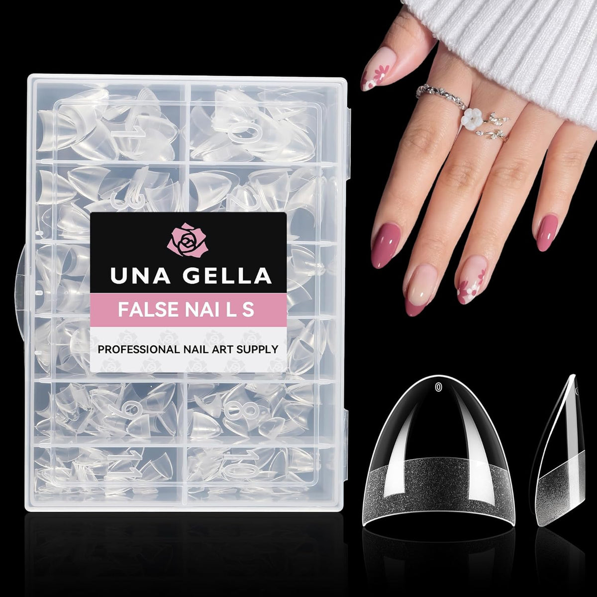 UNA GELLA Short Almond Gel Nail Tips: Half Cover 504PCS Extra Short Fake Nail Tips Almond Shape