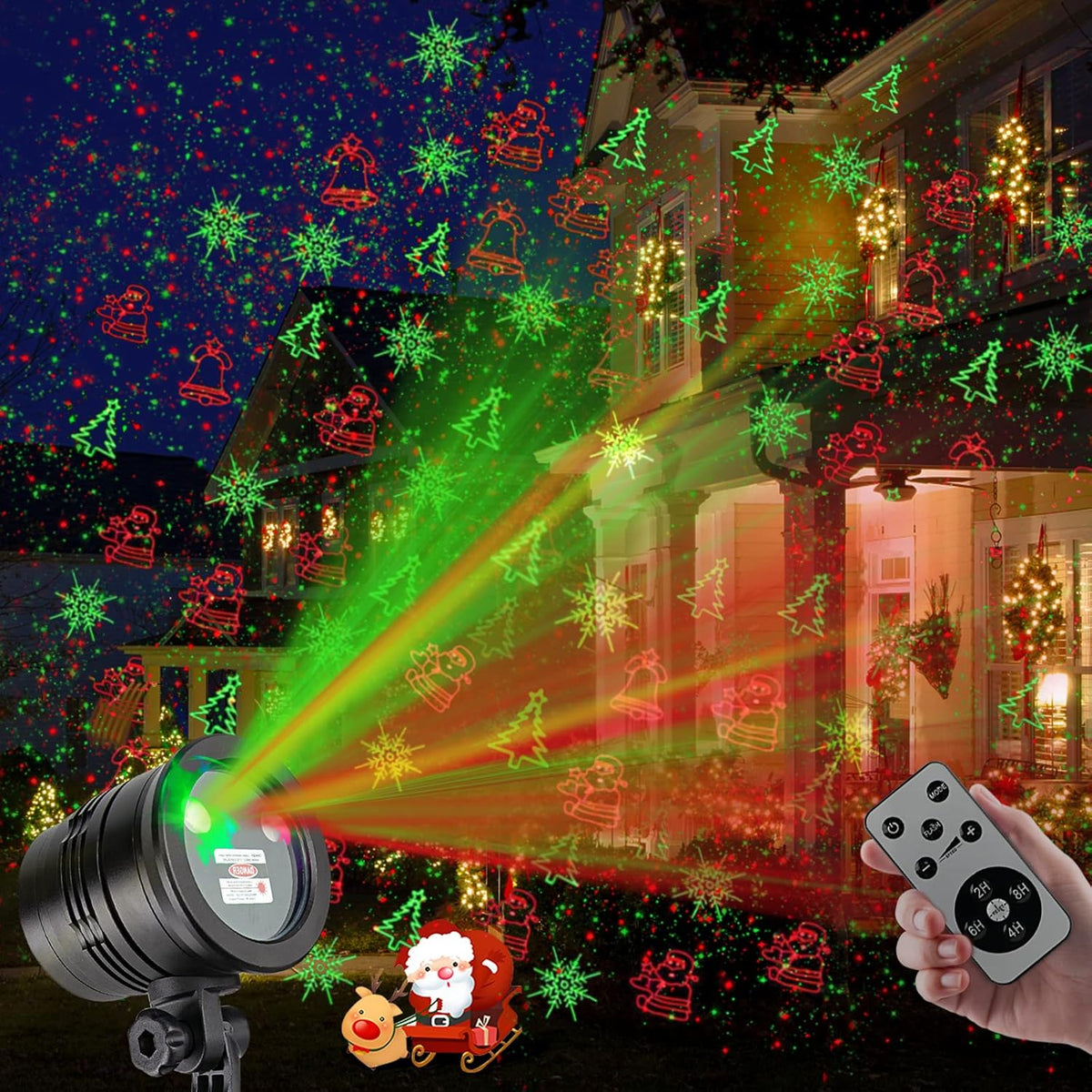 Christmas Projector Lights Outdoor, Led Christmas Laser Lights Landscape Spotlight Red and Green