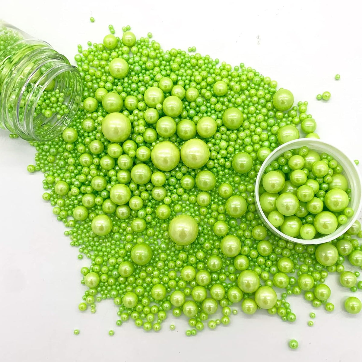 Weraru Edible Green Pearl Sugar Sprinkles Candy Mixing Size Baking Edible Cake Decorations Cupcake