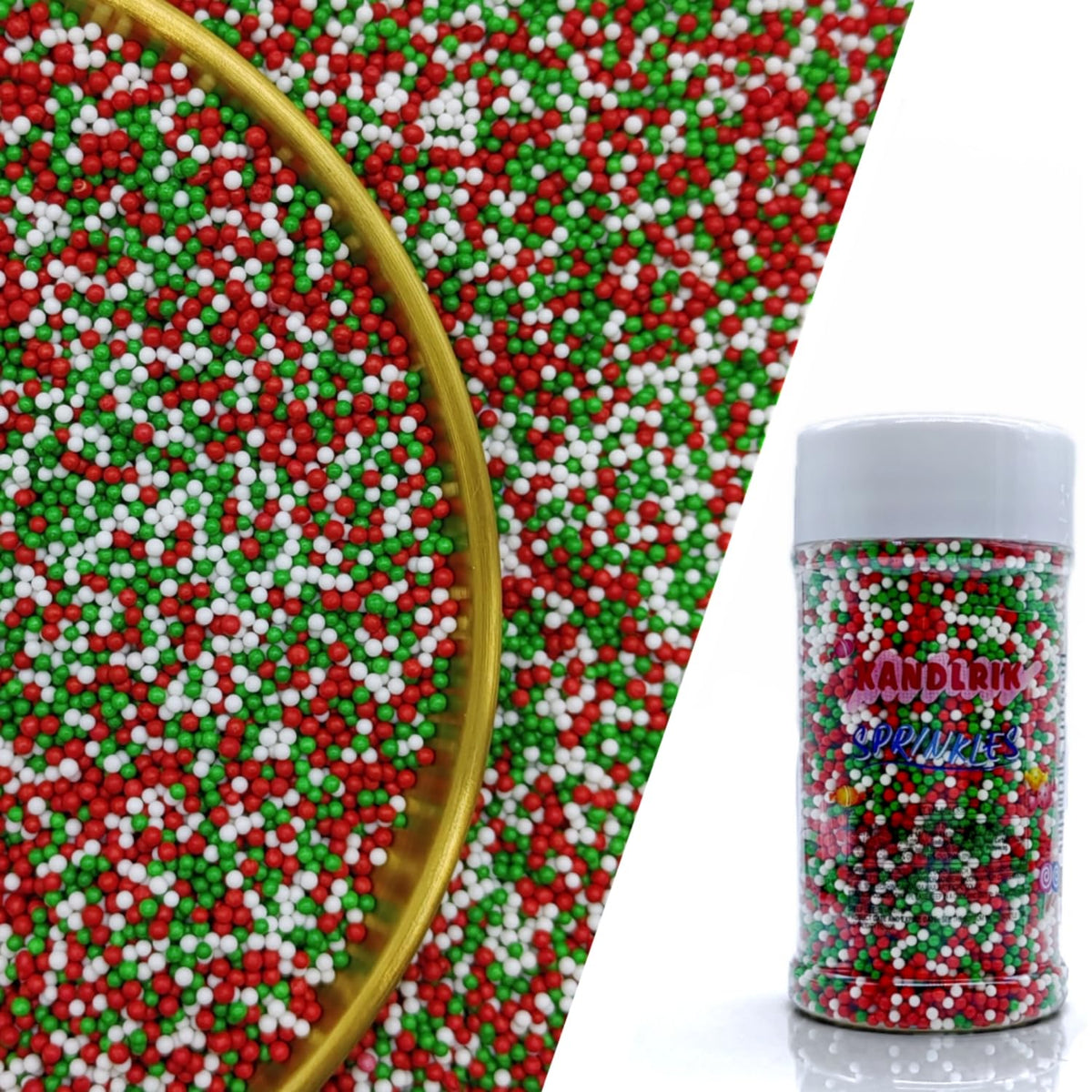Edible Red & Green & White Pearl Sugar Sprinkles Candy 2mm Mini Pearls Cake Decorations Cupcake