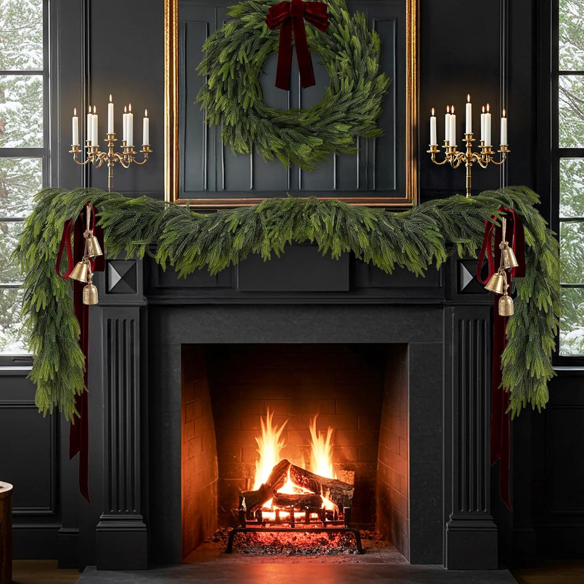 N&T NIETING 9FT Christmas Norfolk Pine Garland Real Touch Pine Artificial Garlands Faux Greenery