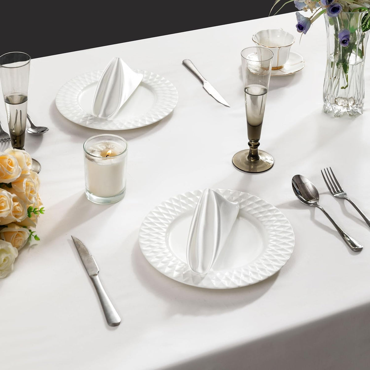 36 Pack Square Satin Dinner Napkins, 16x16 Inches Silky Soft Smooth Table Cloth Napkins for