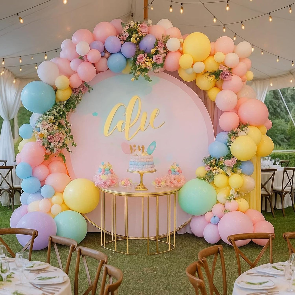 Patimate Pastel Balloons Set, 50 pcs 12 inch Rainbow Multicolor Pink Purple Green Yellow Blue