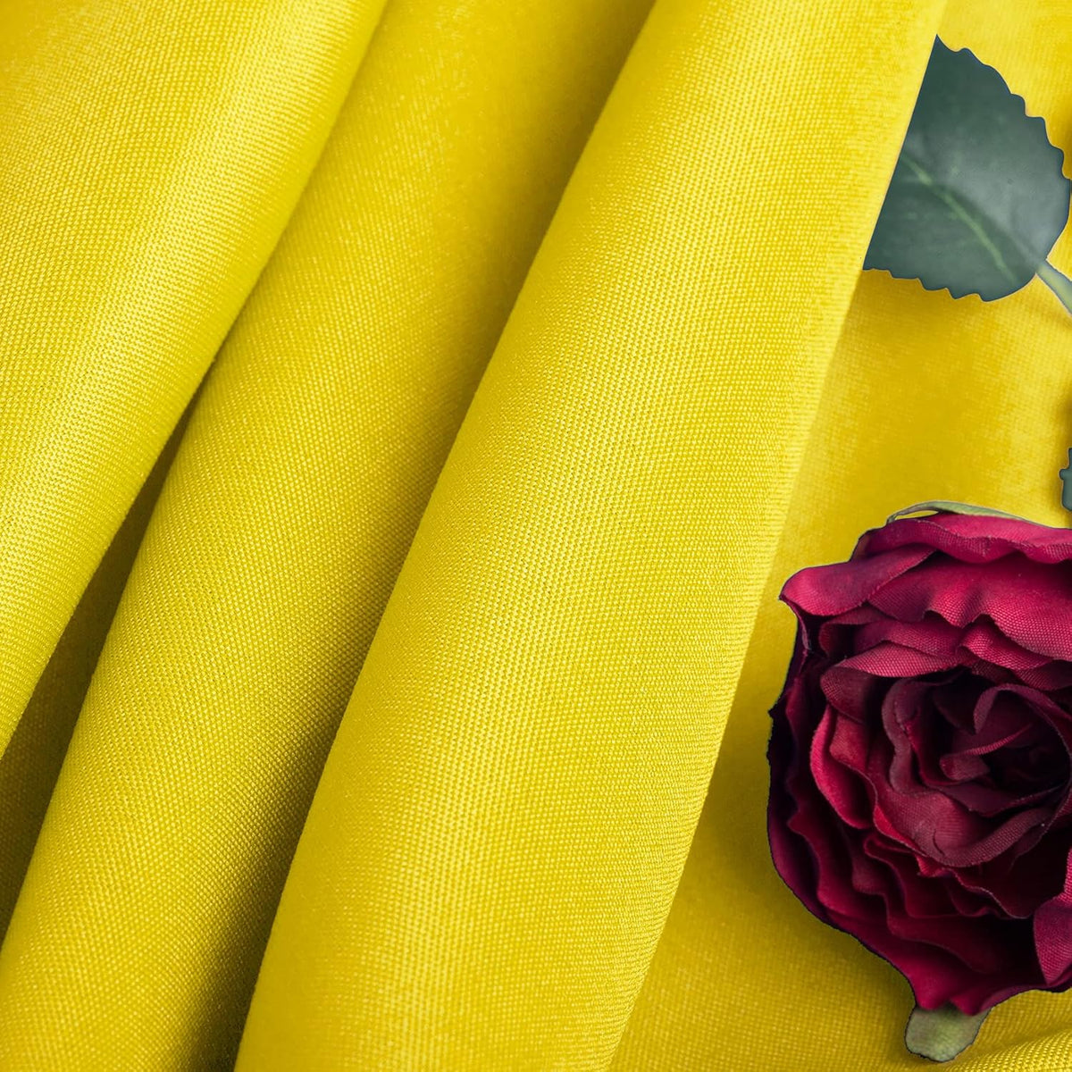 Ascoza 2pack 132 Inch Yellow Round Tablecloth in Washable Polyester Fabric for