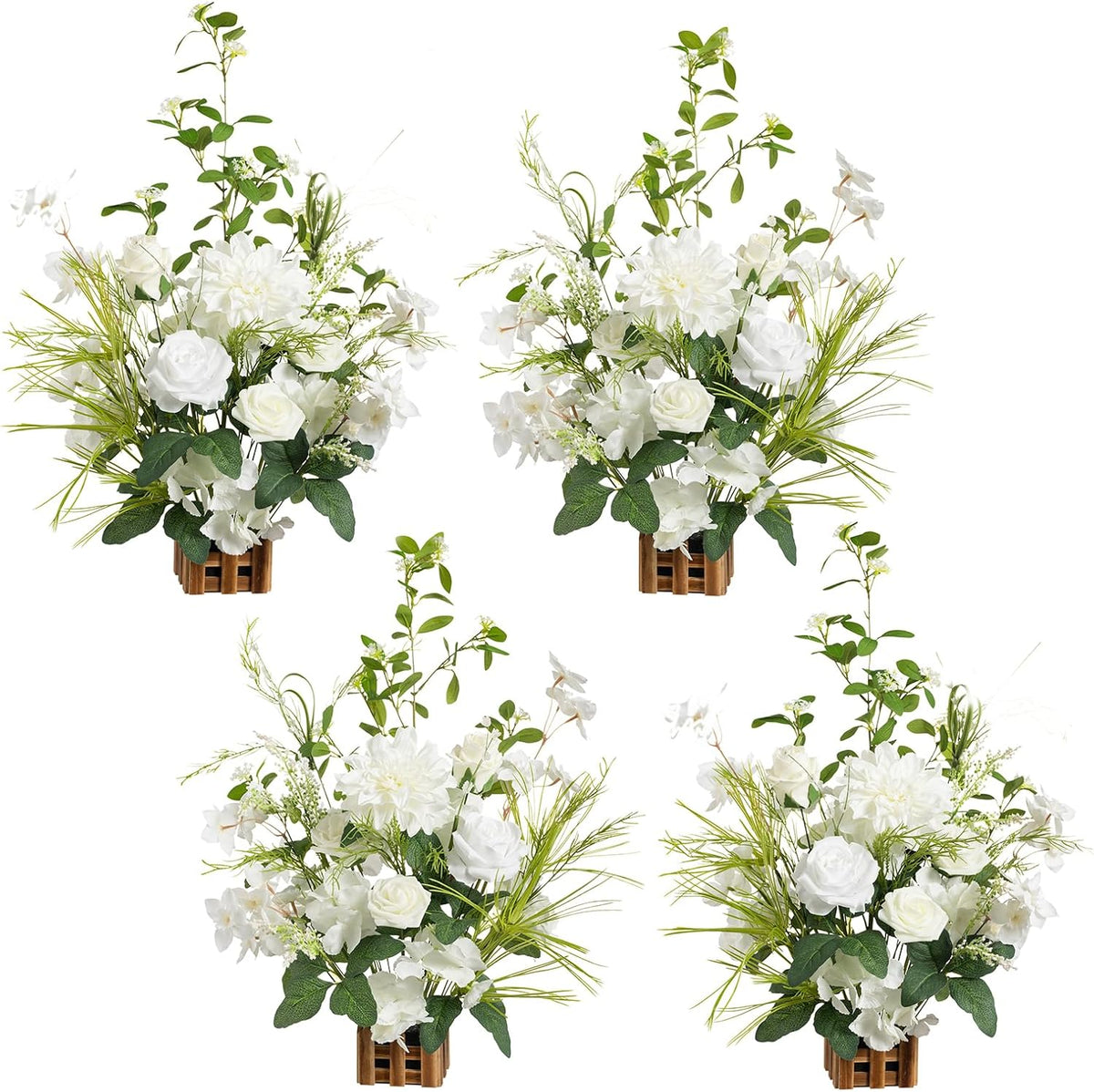 Ling's moment 17.5" Tall Free Standing Artificial Flowers Arrangements 4 pcs Fall Wedding Aisle