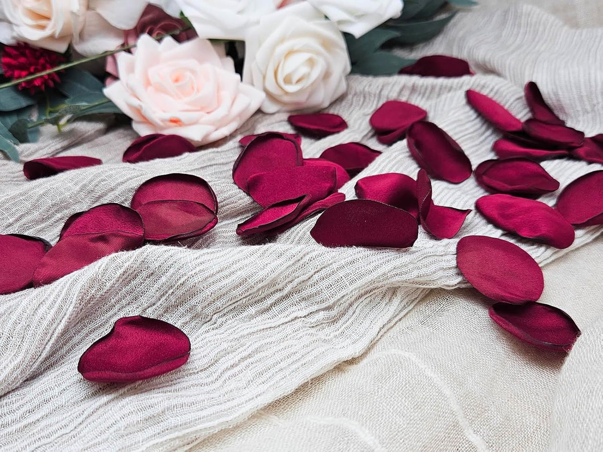 ZOOYOO 200Pcs Burgundy Silk Rose Flower Petals for Valentaine's Day,Wedding Flower Gril