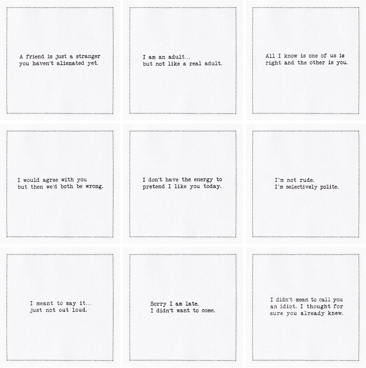 Five Star Napkins Subversive Quotes Cotton Cocktail Napkins,Beverage Napkin, Bar Napkin, Party