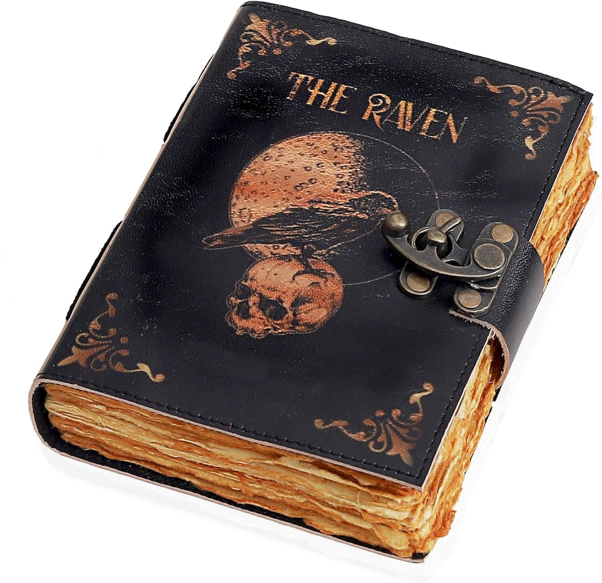Leather Gothic Journal Magical Raven Skull Spiral Notebook Mystery Crow Journal Grimoire Witchcraft