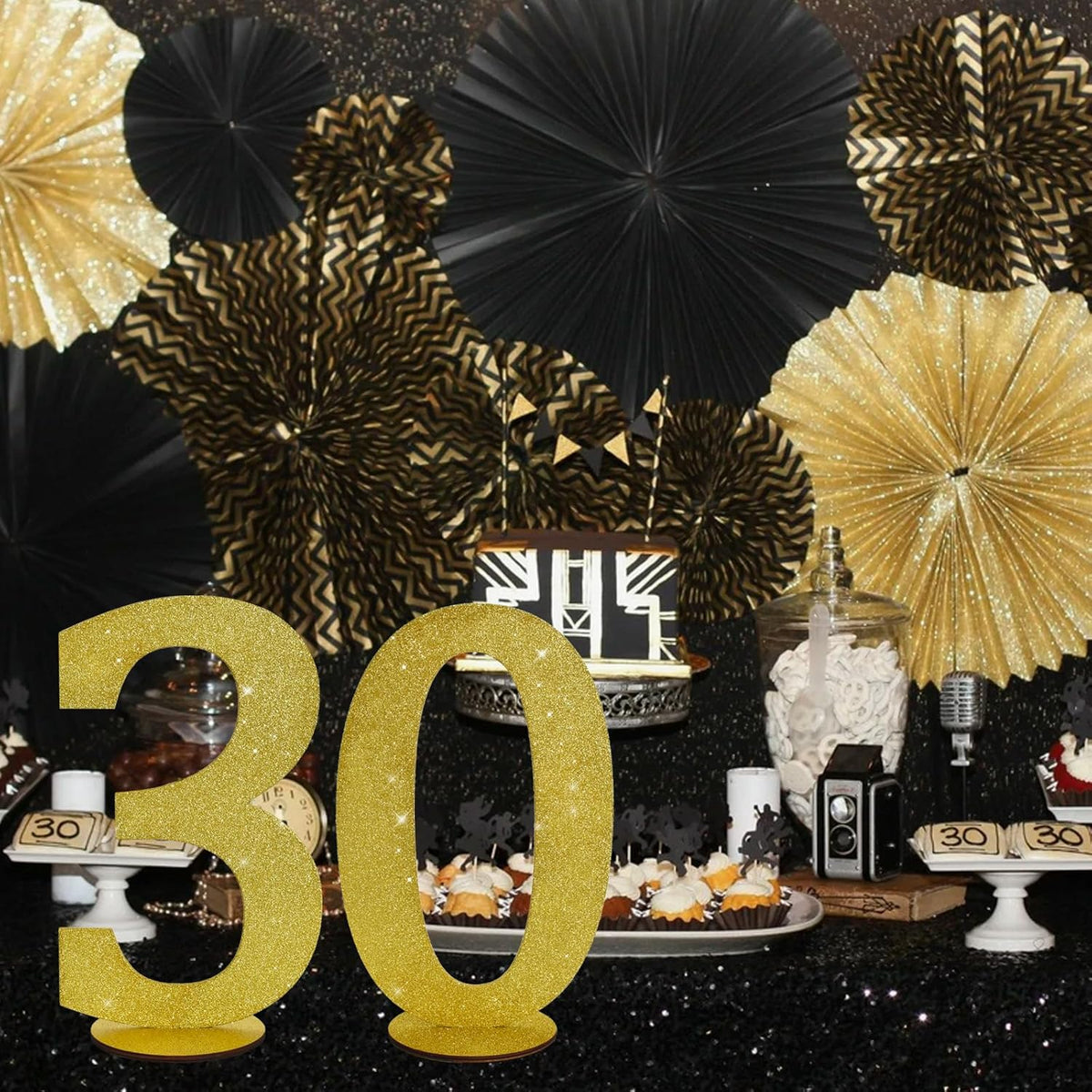 TONIFUL 11.8 Inch Gold Glitter Numbers Table Centerpieces 0-9 Birthday Party Decorations,Shining