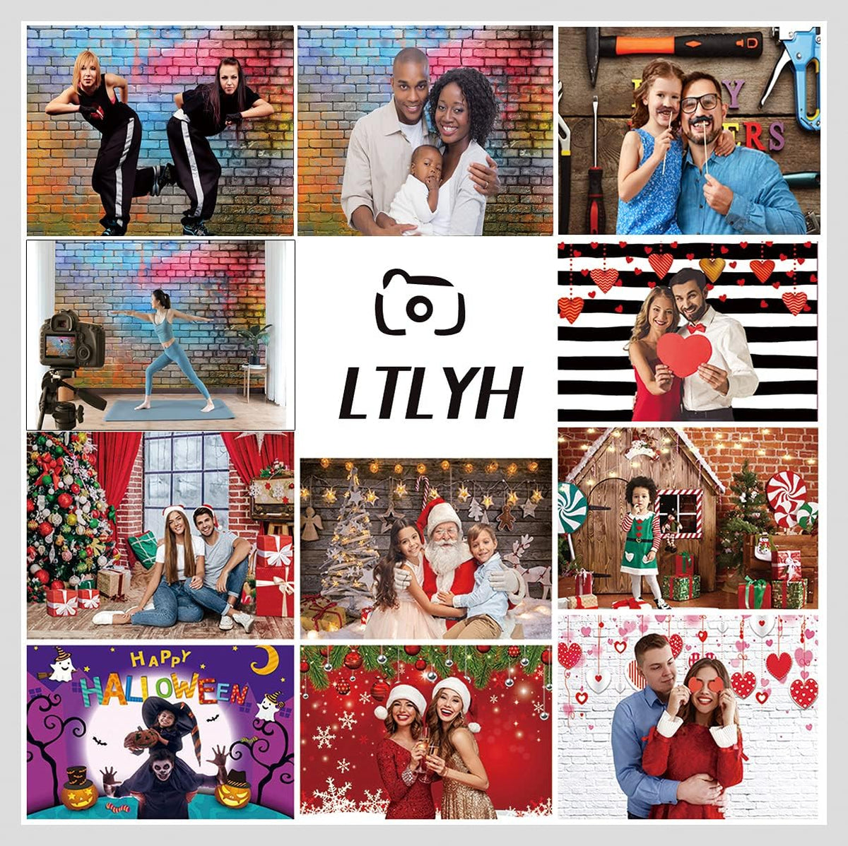 LTLYH 8x6ft Colorful Brick Wall Photo Backdrop Baby Birthday Wedding Party Photography Background